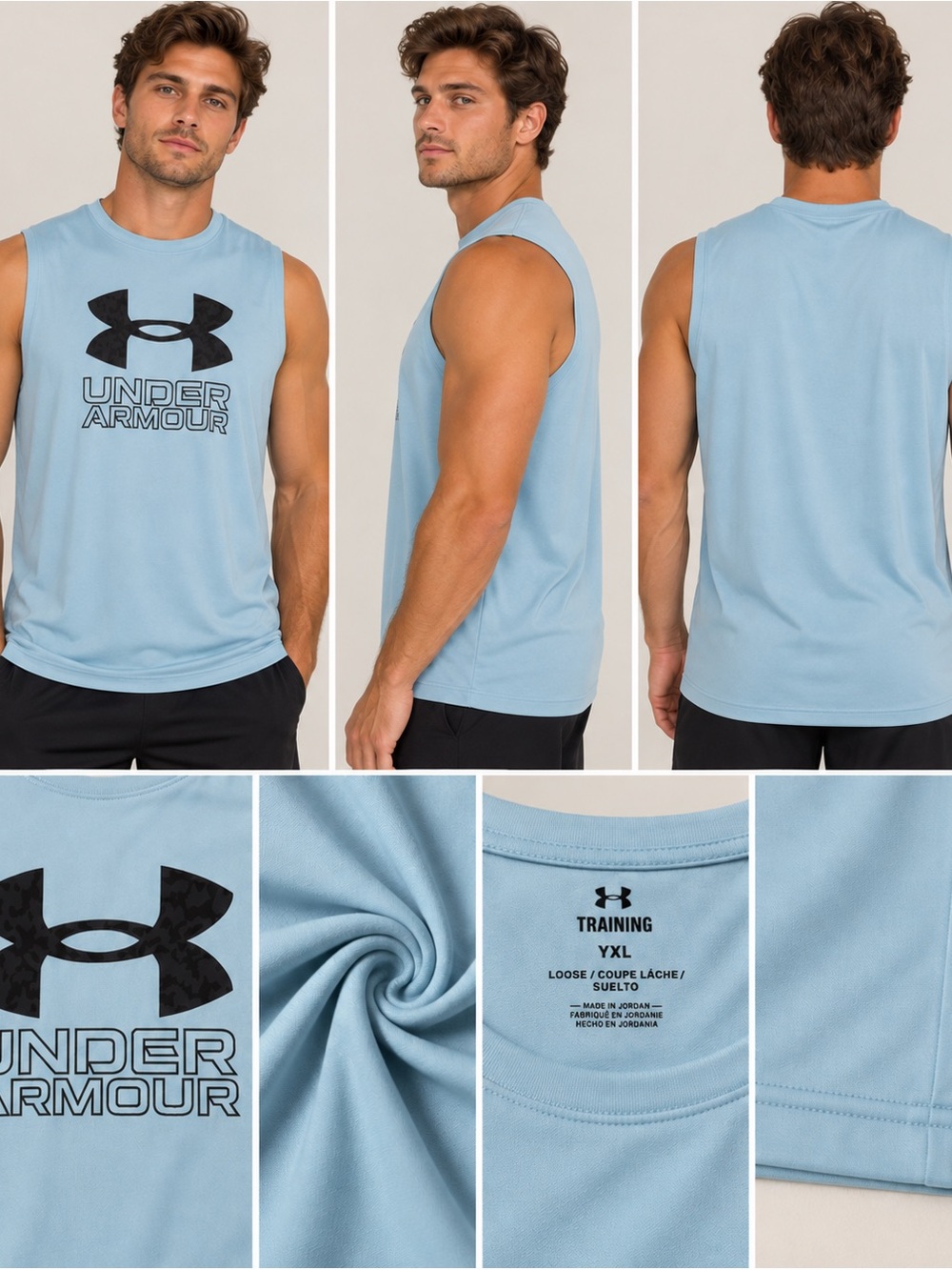 Under Armour Light Blue Tank with Black Logo